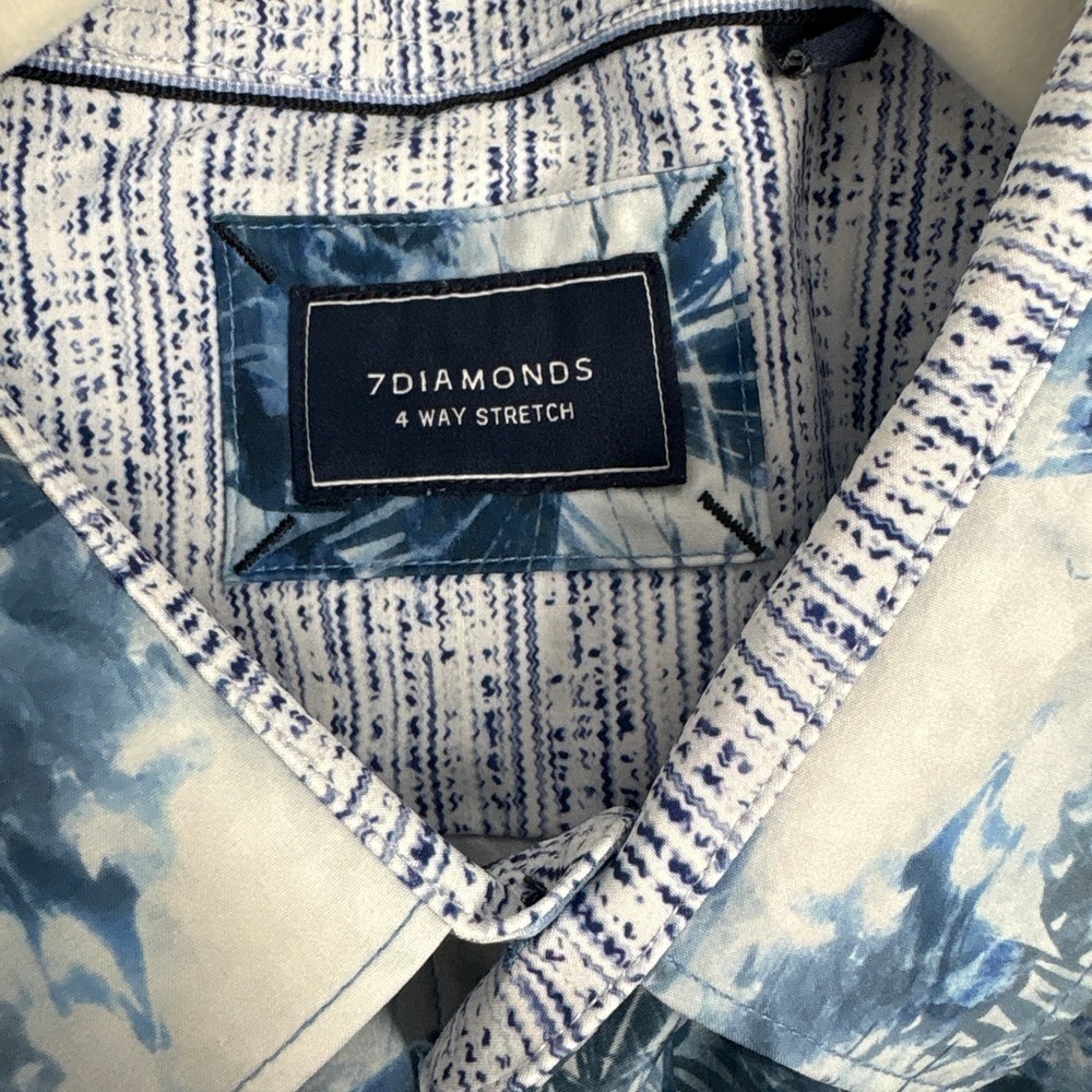7 Diamonds Blue and White Men's Butterfly Shirt - Large - Picture 2 of 11